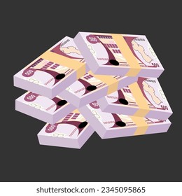 Guyana Dollar Vector Illustration. Guyanese money set bundle banknotes. Paper money 500 GYD. Flat style. Isolated on white background. Simple minimal design.