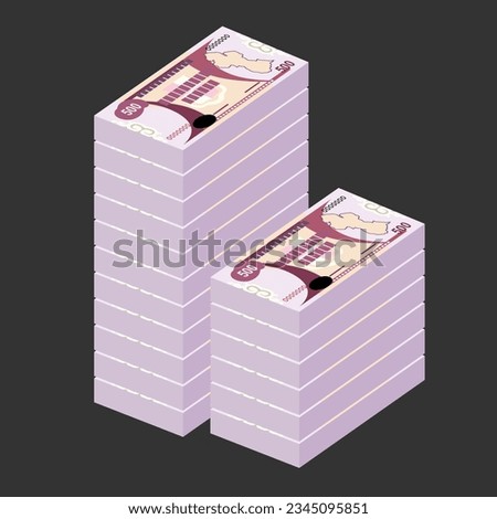 Guyana Dollar Vector Illustration. Guyanese money set bundle banknotes. Paper money 500 GYD. Flat style. Isolated on white background. Simple minimal design.