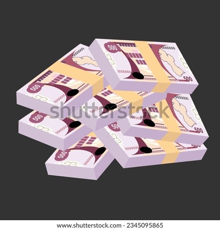 Guyana Dollar Vector Illustration. Guyanese money set bundle banknotes. Paper money 500 GYD. Flat style. Isolated on white background. Simple minimal design.