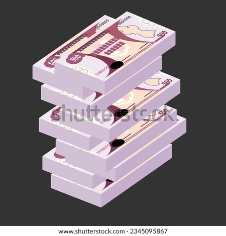 Guyana Dollar Vector Illustration. Guyanese money set bundle banknotes. Paper money 500 GYD. Flat style. Isolated on white background. Simple minimal design.