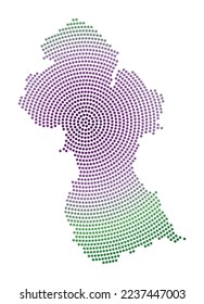 Guyana dotted map. Digital style shape of Guyana. Tech icon of the country with gradiented dots. Awesome vector illustration.
