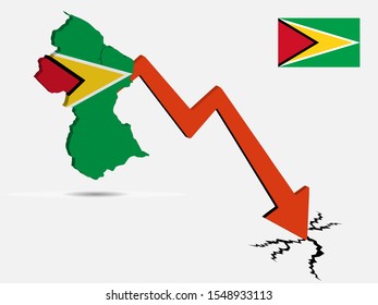 Guyana economic crisis concept Vector illustration