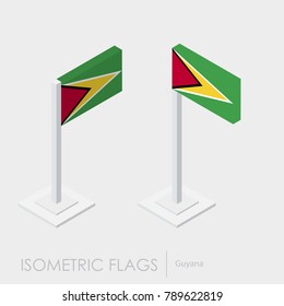 Guyana flag 3d isometric style