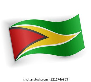 Guyana flag bended and lying on white background
