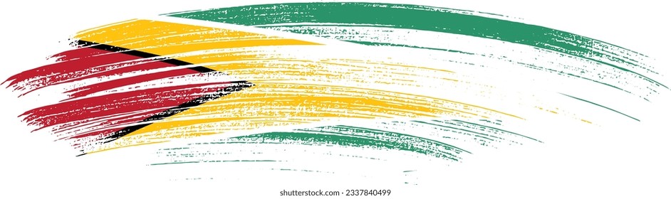 Bandera de Guyana con pintura de pincel texturada aislada en png o fondo transparente