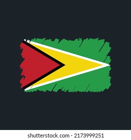 Guyana Flag Brush Strokes. National Flag