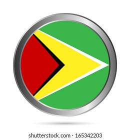 Guyana flag button on a white background. Vector illustration.