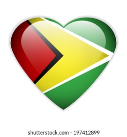 Guyana flag button on a white background. Vector illustration.