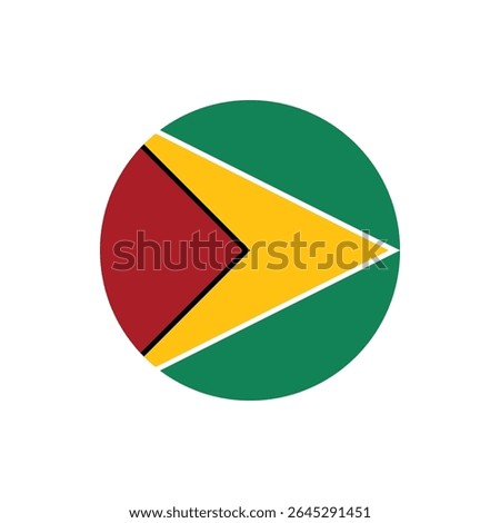 Guyana Flag Button, Round Guyana flag icon, Guyana flag badge Vector