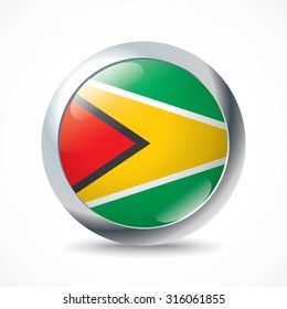 Guyana flag button - vector illustration