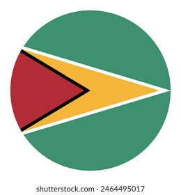 Bandera de Guyana. Bandera del círculo de Guyana. Icono de marca. Color estándar. Bandera redonda. Ilustración de computadora. Ilustración digital Ilustración vectorial.