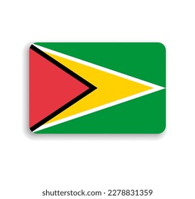 Guyana flag - flat vector rectangle with rounded corners and dropped shadow.