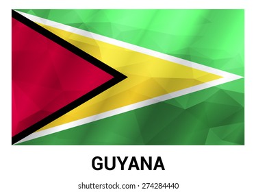 Guyana Flag, geometric polygonal shapes. Vector illustration.
