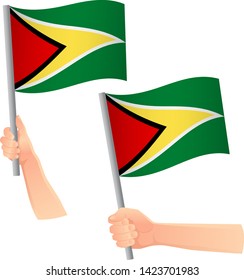 Guyana flag in hand. Patriotic background. National flag of Guyana vector illustration
