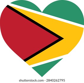Guyana flag heart shape vector illustration. Guyanese national symbol heart icon graphic design