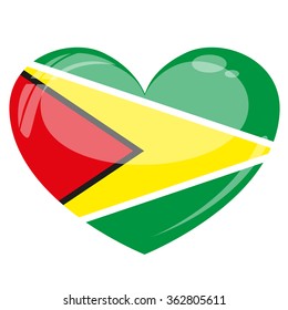 Guyana Flag Heart Vector Silhouette