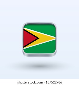 Guyana flag icon square form on gray background. Vector illustration.