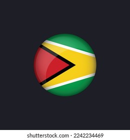 Icono de bandera de Guyana, icono de bandera de la Ronda Guyana aislado, botón de bandera de Guyana.