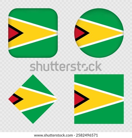 Guyana Flag Icons Pack. Vector illustration.