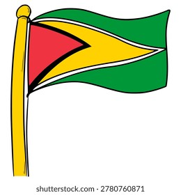 Guyana flag illustration hand drawn isolated vector
