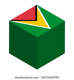 Guyana flag - isometric 3D cube isolated on white background. Vector object. svg