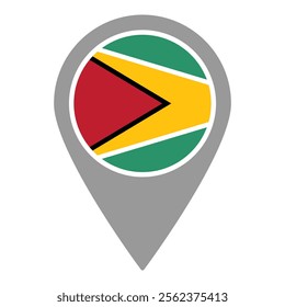 Guyana flag location pin, flag application, Flag on Location Pin, graphic design, map pointer, vector illustration.