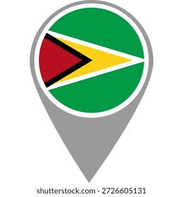 Guyana flag location pin, Guyana flag on location pin, Guyana map pointer in high quality