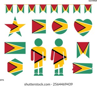 Guyana flag logo. Isolated Guyana flag on white background