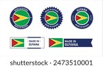 Guyana flag, Made in Guyana. Tag, Seal, Stamp, Flag, Icon vector
