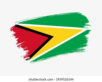 Guyana flag made in textured brush stroke. Patriotic country flag on white background