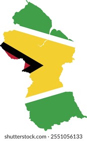 Guyana Flag in Map, Guyana Map with Flag, Nation Flag of Guyana, Guyana map