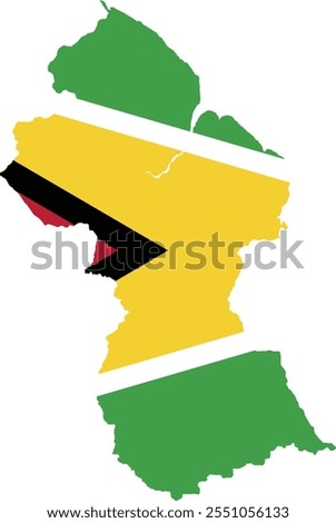 Guyana Flag in Map, Guyana Map with Flag, Nation Flag of Guyana, Guyana map