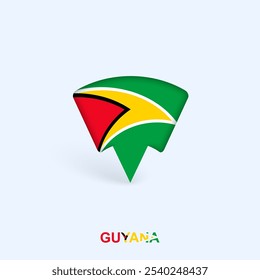 Guyana Flag Map Pointer Design with Shadow. Vector illustrator.