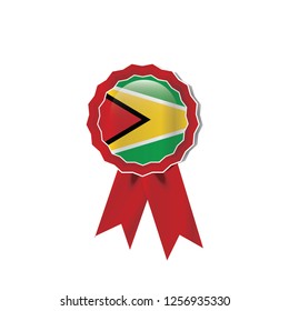 Guyana flag medal vector design.  Realistic 3D red color