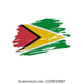 Guyana flag - nation vector country flag trextured in grunge scratchy brush stroke.