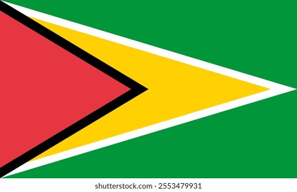 Guyana flag in official colors, dimensions and aspect ratio. Vector flag symbolizing national pride, identity, heritage, patriotism and authority