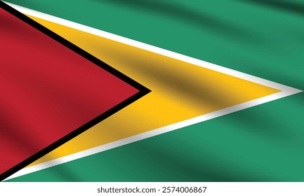 Guyana flag official colors and proportion digital vector illustration. Pleated flag.