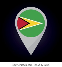 Guyana Flag on Location Pin. vector illustration