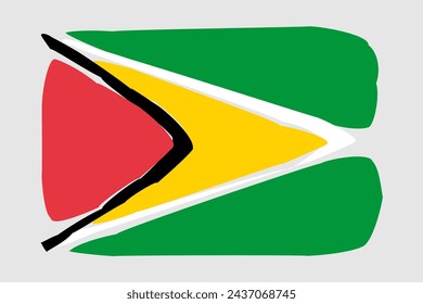 Guyana flag - painted design vector illustration. Vector brush style svg