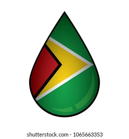 The Guyana  flag painted on 3D water drop