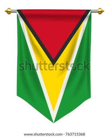 Guyana flag or pennant isolated on white