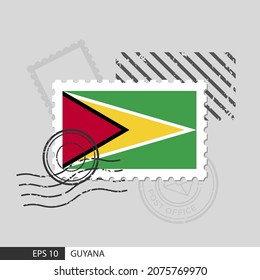 Sello postal de Guyana. Ilustración vectorial aislada en el fondo de la estampilla postiza gris y especificar es eps10 vector.