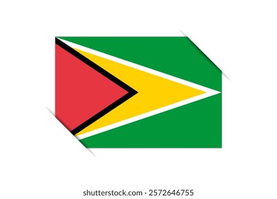 Guyana flag - rectangle colorful flag representing a country cultural identity and heritage. The essence of national pride and unity. Attached by the corners in a paper album