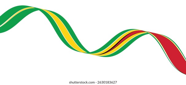 Guyana Flag Ribbon Design, Perfect for Patriotic Themes. Guyana flag ribbon waving.