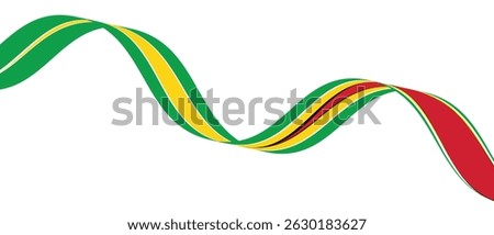 Guyana Flag Ribbon Design, Perfect for Patriotic Themes. Guyana flag ribbon waving.