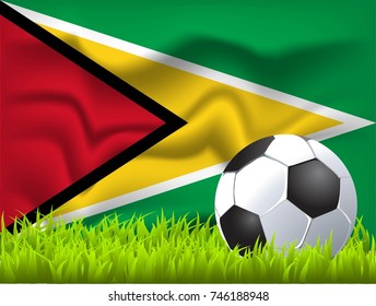 Guyana flag and soccer ball