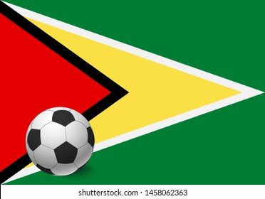 Guyana flag and soccer ball. National football background. Soccer ball with flag of Guyana vector illustration