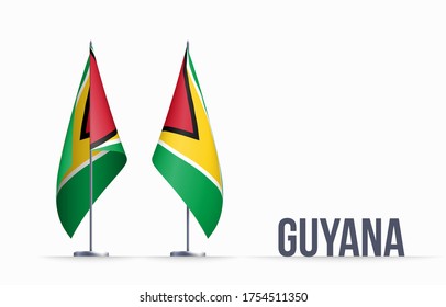 Guyana Flaggenstaatsymbol einzeln auf nationalem Hintergrund. Grußkarte Nationaler Unabhängigkeitstag der Genossenschaftsrepublik Guyana. Illustrationsbanner mit realistischer Staatsflagge.