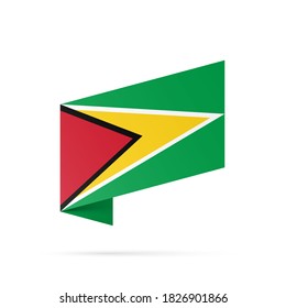 Guyana flag state symbol isolated on background national banner. Greeting card National Independence Day of the Co-operative Republic of Guyana. Illustration banner with realistic state flag.