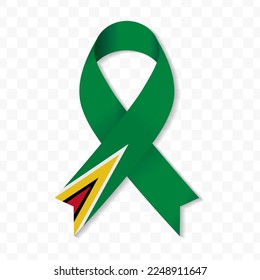 Ilustración vectorial de banda de la bandera de Guyana en una imagen vectorial de fondo transparente (PNG).